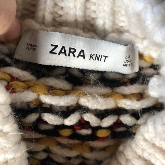Zara Chunky Knit Puff Sleeve Mock Neck Sweater in Multi Color - Picture 9 of 12
